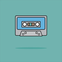 Illustration of audio tape icon in flat style