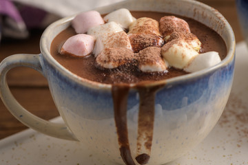 Hot chocolate drink with marshmallows