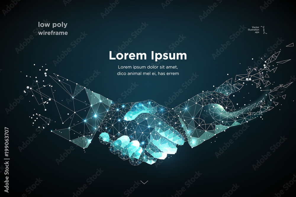 Wall mural handshake. blockchain. vector