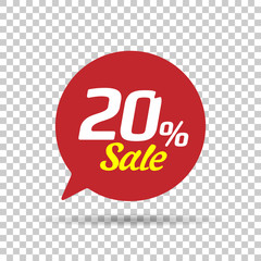 Special offer sale red tag. This is the concept of the price list for discounts, of an advertising campaign, advertising marketing sales, a 20% off discount, a unique offer. Vector illustration.