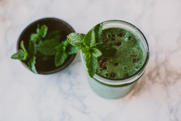 green smoothie with mint