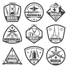 Obraz premium Vintage Monochrome Medical Labels Set