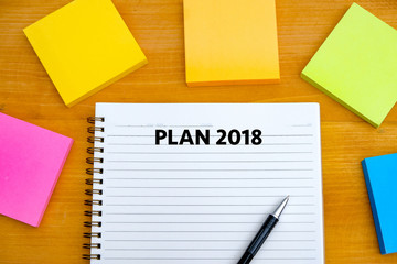 Plan 2018 Notebook business team meeting  with an Plan 2018