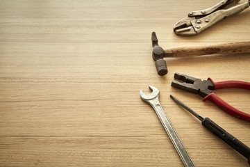tools supplier on wood backgrounds