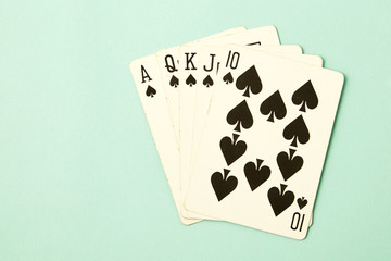 Royal flush poker cards combination.