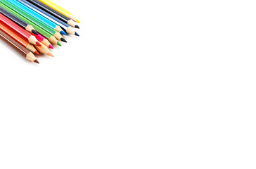 stationary colored pencil on white background