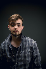 Happiness concept, Close up shot of young man have a happy time