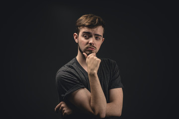 Happiness concept, Close up shot of young man have a happy time