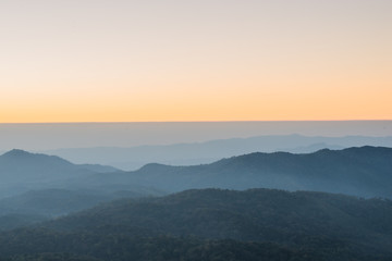 Fototapeta na wymiar Silhouette Landscape Abstract the mountain range,Horizon beautiful sunrise time