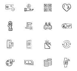 Doodle Cripto-currecy icons set