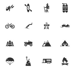 Active recreation icons set