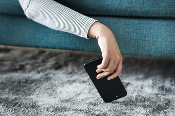 Woman addicted to social media fall asleep