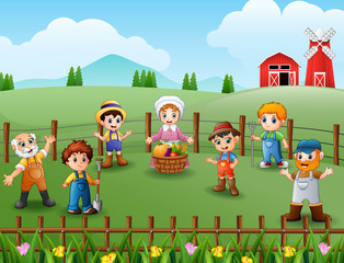 The farmers gathered in the fields