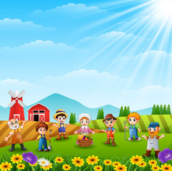 The farmers was gathered on the farm