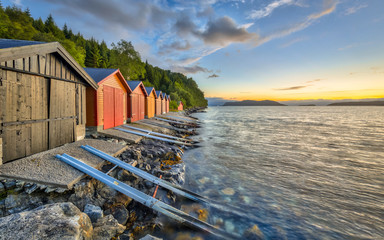 Colorful Boathouses in Norway