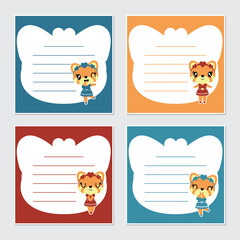 Cute girl fox frame vector cartoon illustration for kid memo paper design, stationery and planner sticker
