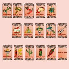 set of labels stickers on the Mexican theme