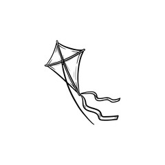 Kite hand drawn outline doodle icon. Vector sketch illustration of kite for print, web, mobile and infographics isolated on white background.