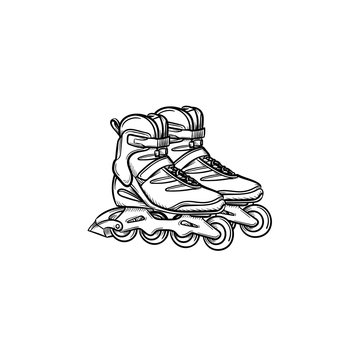 Roller shoes hand drawn outline doodle icon. Roller skates vector sketch illustration for print, web, mobile and infographics isolated on white background.