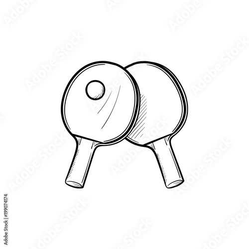 "Table tennis hand drawn outline doodle icon. Racket and ball for table