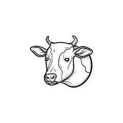 Cow head hand drawn outline doodle icon