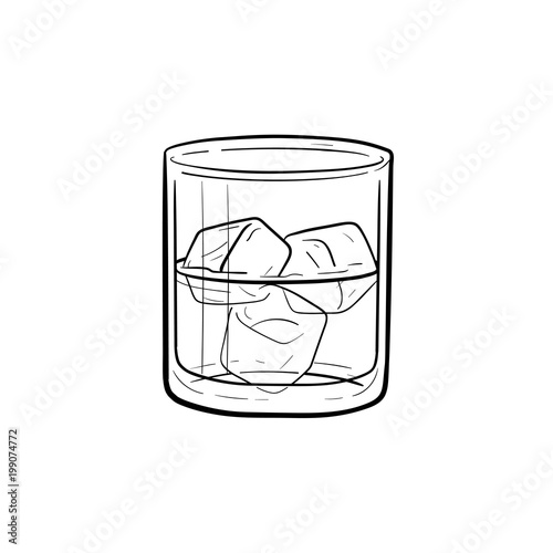 Glass Of Water With Ice Cubes Hand Drawn Outline Doodle Icon Vector Sketch Illustration Of Water Glass For Print Web Mobile And Infographics Isolated On White Background Wall Mural Visual Generation