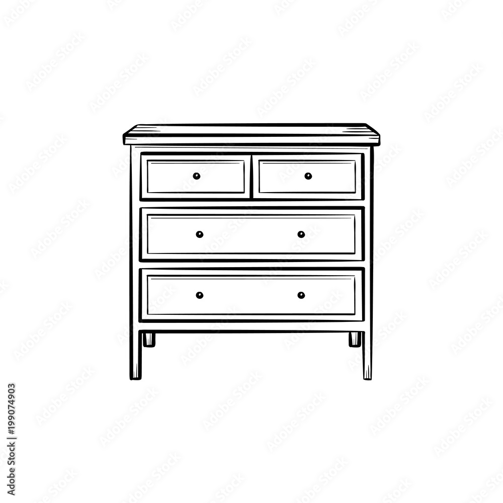 Canvas Prints chest of drawer hand drawn outline doodle icon. chest of drawer with shelves for clothing vector ske