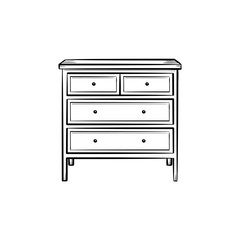 Chest of drawer hand drawn outline doodle icon. Chest of drawer with shelves for clothing vector sketch illustration for print, web, mobile and infographics isolated on white background.