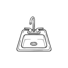 Toilet sink hand drawn outline doodle icon. Sink vector sketch illustration for print, web, mobile and infographics isolated on white background.