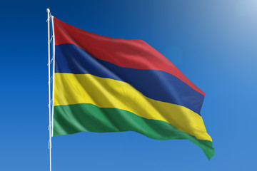 Mauritius flag and a blue sky