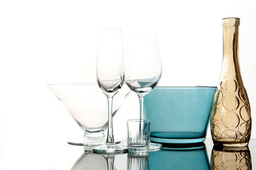 All glasses on white background