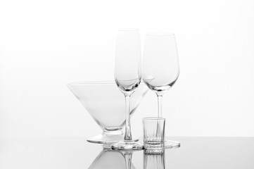 All glasses on white background