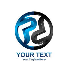 Initial letter PD logo template colored black blue circle design for business and company identity