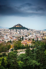 Town with mountain against sky