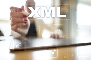 XML. Web development. Internet and technology concept.