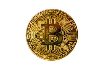 Bitcoin coin isolated on the white background