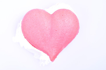 Heart shape macaron a white background