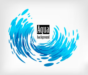 Aqua rounded background, splash water on white