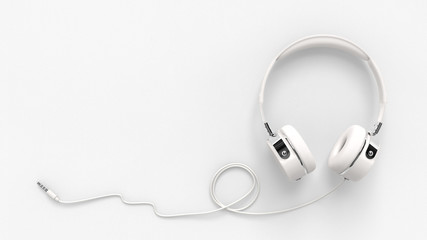 Headphone on paper white background