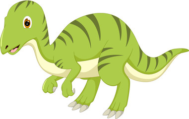 cute dinosaur cartoon standing with smile and waving