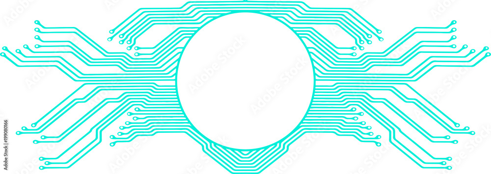 Fototapete abstract eps10 vector background with high tech circuit board. microchip background with simmetrical
