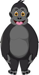 funny gorilla cartoon standing with smile