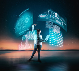 hologram of digital screens