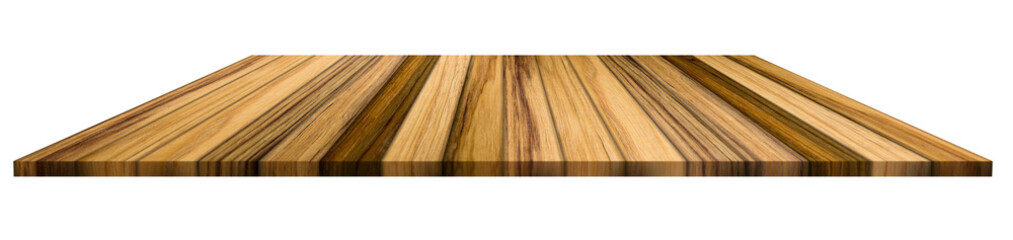 Empty Wooden table board isolated on white background