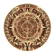 Maya calendar of Mayan or Aztec vector hieroglyph signs and symbols