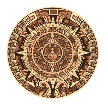 Maya Calendar Of Mayan Or Aztec Vector Hieroglyph Signs And Symbols