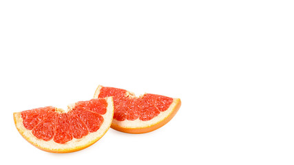 Fototapeta na wymiar delicious and juicy grapefruit, full of vitamins and antioxidants, isolated on white background. copy space, template.