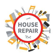 House repair and remodeling vector background with construction tools