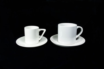 insulated unprinted cups for sublimation of different shapes, colors and designs designer on a black background isolated