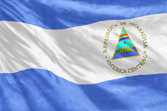 Flag of Nicaragua full frame close-up